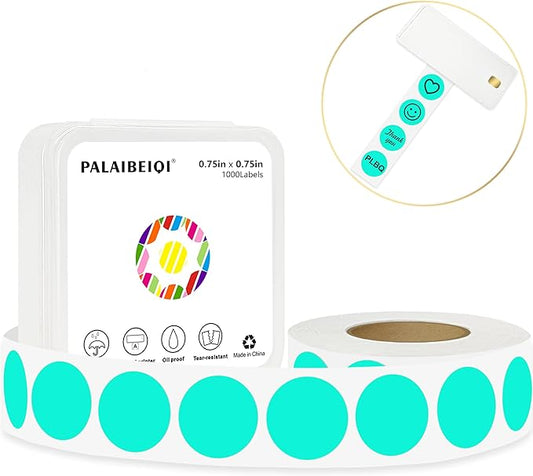 0.75 Inch Dot Stickers, 1000PCS 3/4" Round Thermal Printable Labels for Instant Organization, Color Coding Files, Tab Pages, Calendar Marking & Junk Journals,Watercolor Green