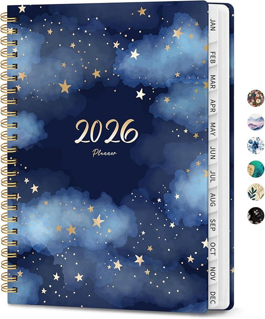 2026 Planner, Weekly and Monthly Planner for Women, January 2026 - December 2026, Hardcover 2026 Calendar Planner Book with Tabs, Inner Pocket, Spiral Bound, Perfect for Office Home School Supplies - A5 (6.3" x 8.5"), Star