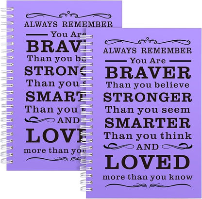 2 Pcs A5 Spiral Notebook,Inspirational Journal,Motivational Journal for Women Men,100 Pages Lined Spiral Journal Notebook College Ruled Daily Diary for School,Travel,Business,Work (Always-Purple)