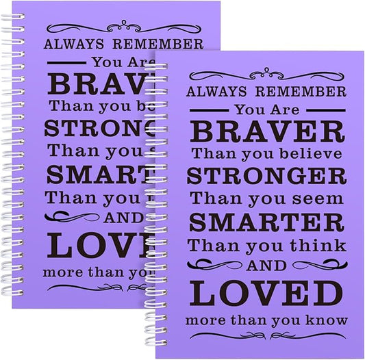 2 Pcs A5 Spiral Notebook,Inspirational Journal,Motivational Journal for Women Men,100 Pages Lined Spiral Journal Notebook College Ruled Daily Diary for School,Travel,Business,Work (Always-Purple)