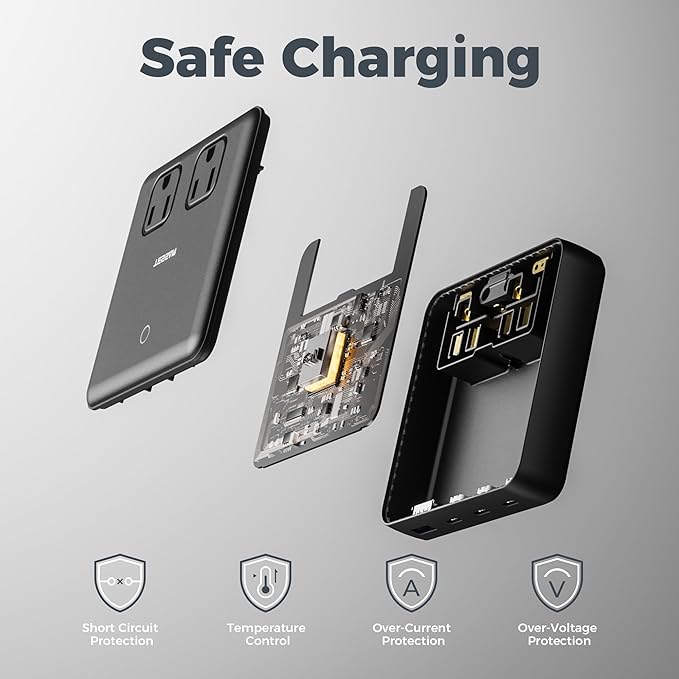 TESSAN Charging Station PD 100W for Multiple Devices, 6-in-1 USB C Charger Block Compatible with iPhone 16/15, MacBook, Charging Dock with 3 USB-C, 1 USB-A & 2 AC, Home Office Travel Accessories