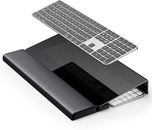 Computer Keyboard Stand Acrylic Tilted Keyboard Holder for Easy Ergonomic Typing&Working,Yikola 3-Level Height Adjustment Keyboard Riser with Wrist Rest for Keyboard,Keyboard Storage for Office-Black