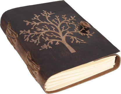 moonster Leather Journal Lined Notebook - Embossed Tree of Life, 8 x 6 Inches Diary, Leather bound Journal for Women - 400 Pages College Ruled Paper - Inspirational Gifts Leather Notebook