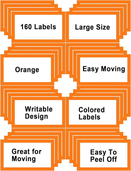 6 x 4 inch Large Moving Labels for Boxes, Blank Moving Boxes Labels Stickers, 160pcs 8 Color Coded Moving Stickers Packing Labels Stickers for Home Organization Projects, Kitchen, Storage Bins, Orange