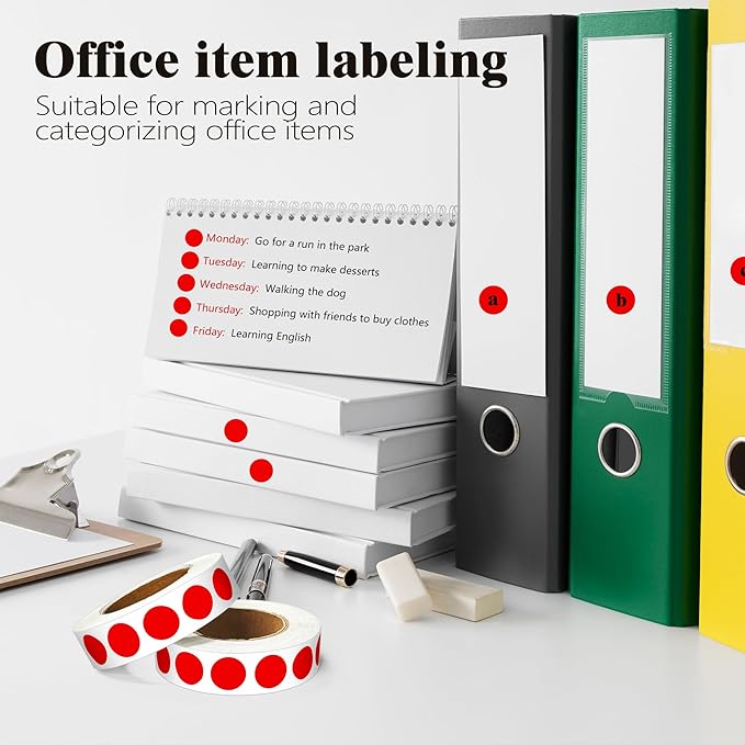 4000PCS 1/2" Small Round Dot Stickers，0.5 Inch 4 Rolls Color Coding Labels Dots,Red Stickers for Home Decorative, Retail, Manufacturing, Recreation,Tiny Circle Labels