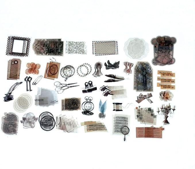 200 Pieces Vintage Ephemera Scrapbooking Supplies Pack for Journaling, Decoupage Paper Scrapbook Stickers Kit for Bullet Junk Journal Planners Collage Craft Notebooks Album (Retro)