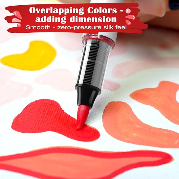 SFAIH Christms Gifts Acrylic Paint Markers, 48 Colors Dual Tips Acrylic Brush Markers With Chisel Tip, Automatic Ink Control, Ultra-High Coverage, No Bleed Ink, Art Supplies for Rock, Canvas, Fabric