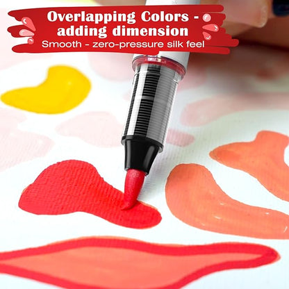 SFAIH Christms Gifts Acrylic Paint Markers, 48 Colors Dual Tips Acrylic Brush Markers With Chisel Tip, Automatic Ink Control, Ultra-High Coverage, No Bleed Ink, Art Supplies for Rock, Canvas, Fabric