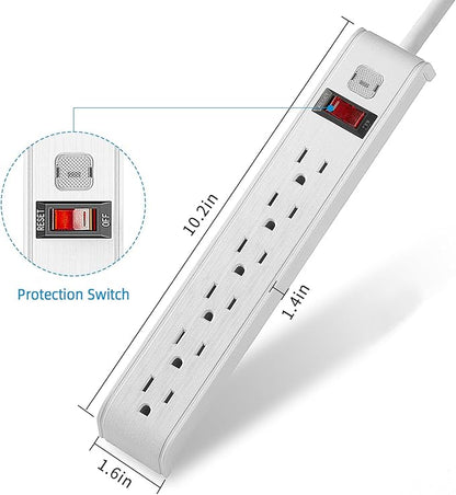 Power Strip Surge Protector, 6 Feet Extension Cord, 600 Joules Surge Protection, Multiple Protection 6 Outlet Strip, ETL Listed