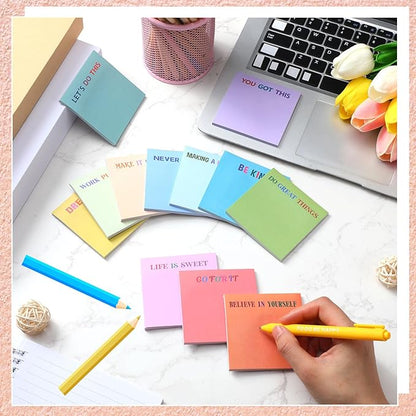 Yinder 24 Pcs Inspirational Sticky Notes Christmas Stocking Stuffers Motivational Sticky Notes Pad Employee Appreciation Gift Bulk for Teacher Nurse Coworker Office 3 x 3''(Motivational,Morandi Color)