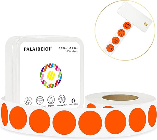 0.75 Inch Dot Stickers, 1000PCS 3/4" Round Thermal Printable Labels for Instant Organization, Color Coding Files, Tab Pages, Calendar Marking & Junk Journals,Fluorescent Orange
