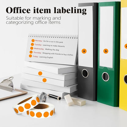 4000PCS 1/2" Small Round Dot Stickers，0.5 Inch 4 Rolls Color Coding Labels Dots,Orange Stickers for Home Decorative, Retail, Manufacturing, Recreation,Tiny Circle Label