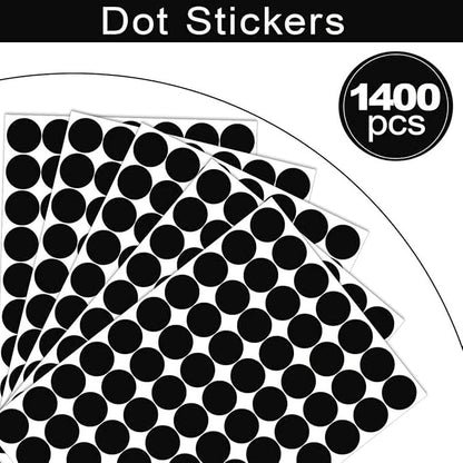 1400 PCS Colored Dot Stickers Round Color Coding Labels Polka Circle Dot Label Sticker for Office,Classroom,Papers Etc (Black, 3/4 inches)