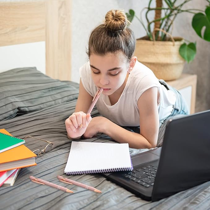 Zonon 12 Pcs Inspirational Pens Bulk Funny Ballpoint Pen with Stylus Tip Motivational Gifts for Christmas Teacher Coworkers Nurse School Office Supplies(Rose Gold,Boss Lady)