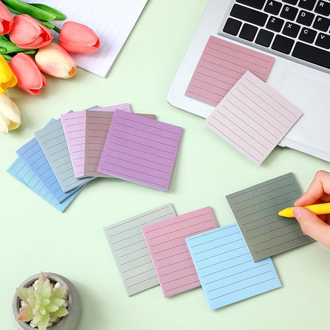 Yinder 24 Pcs Inspirational Sticky Notes Christmas Stocking Stuffers Motivational Sticky Notes Pad Employee Appreciation Gift Bulk for Teacher Nurse Coworker Office 3 x 3'' (No Words,Morandi)