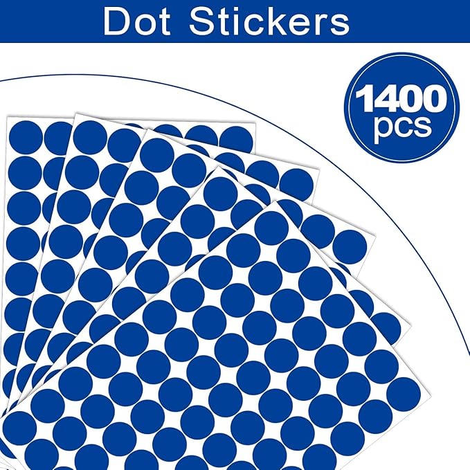 1400 PCS Colored Dot Stickers Round Color Coding Labels Polka Circle Dot Label Sticker for Office,Classroom,Papers Etc (Blue, 3/4 inches)