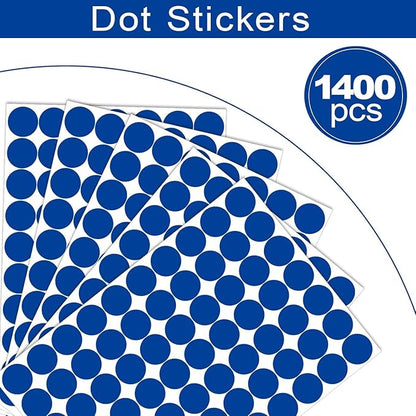 1400 PCS Colored Dot Stickers Round Color Coding Labels Polka Circle Dot Label Sticker for Office,Classroom,Papers Etc (Blue, 3/4 inches)