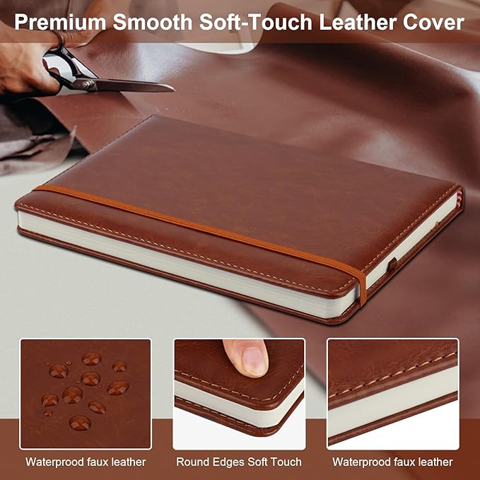 ZCZN 6 Pack Lined Journal Notebooks, 192 Pages A5 Hardcover Leather Journals for Work,Writing,School & Travel, College Ruled Journaling Notebooks for Notes Taking,Diary Journal (Black+Brown+Green)*2