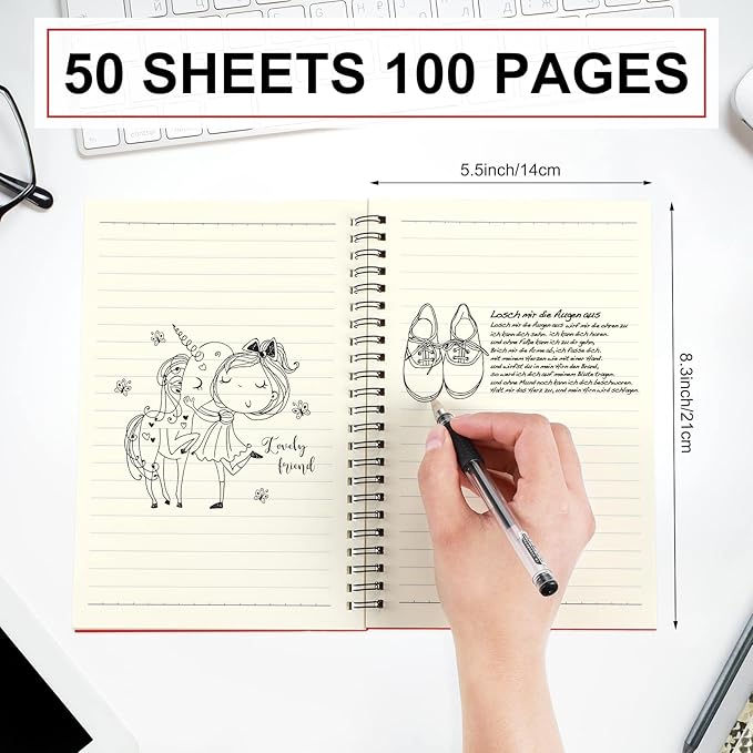 Yahenda Spiral Notebook Bulk A5 Journal Lined 8.3'' x 5.5'' Writing Composition Paper Small Notepad Subject Notebook for Students Office Business Back to School Supplies(Red,18 Pcs)