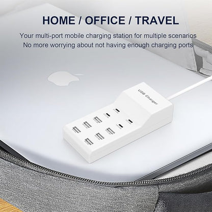 USB Charging Station for Multiple Devices USB Wall Charger Power Hub Strip Smart Plug Charging Dock Charge Block 4 Type C Ports Compatible with iPhone 15,iPod,Galaxy S Smart Phones, A18-3