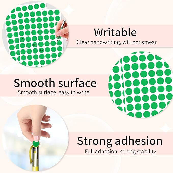 starboling Dot Stickers,1/2 Inch Dark Green Circle Stickers,1400pcs Self-Adhesive Writable Color Coding Labels,Round Labeling Stickers for Office Classroom Garage Sale, 0.5''