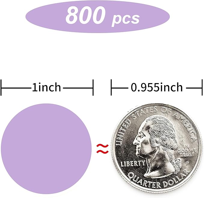 starboling 800Pcs 1 Inch Light Purple Round Color Coding,Dot Stickers Labels,Can Writing for Office,Student Classroom and Other Scenarios