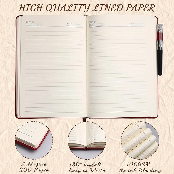 Estune 10 Pack Lined Journal Notebook A5 Tree of Life Hardcover Leather Journal with 10 Pen, College Ruled Notebook for Travel, Business, Work, Office, School Note Taking Diary(Multi Color)