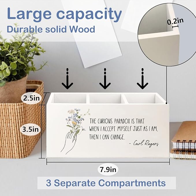 SNNDER Psychology Gifts for Women Pen Holder for Desk, Therapist Psychotherapist Social Worker Gifts Wooden Pen Pencil Holder Organizer for Therapist Counselor Office Desk Accessories