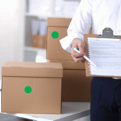 PARLAIM 1 Inch Round Permanent Adhesive Color-Code Dot Stickers,1000 per Roll dots Label Dispenser Box,Green Circle Stickers Label(Green)