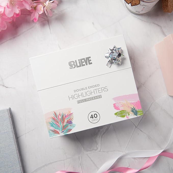 BLIEVE- Aesthetic Bible Highlighters No Bleed Through Assorted Colors, Cute Highlighter Dual Tip For Journaling Supplies And School Accessories, Bible Highlighters And Pens No Bleed (40 PACK)