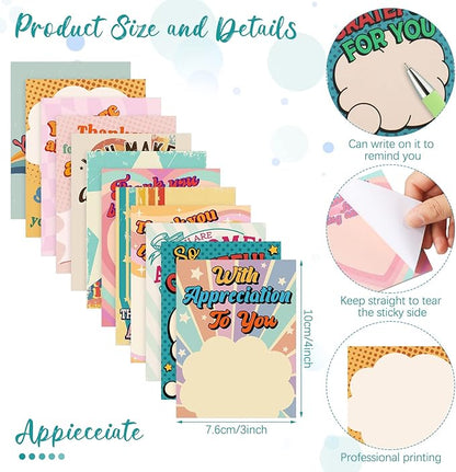 Geyee 24 Pcs Retro Employee Sticky Notes with Funny Pens Fun Notepads for Adults Coworkers Nurse 3 x 4 Inch to Do List Notepads with Sayings Pen for Lab Week Gifts Teacher Office Supplies