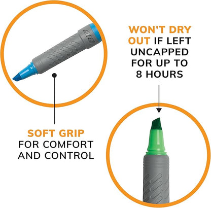 BIC Brite Liner Grip Highlighter, Chisel Tip (1.6 mm), Assorted Colors, For Broad Highlighting & Fine Underlining, 5-Count