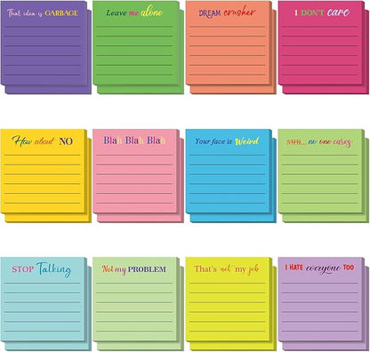 Yinder 24 Pcs Inspirational Sticky Notes Christmas Stocking Stuffers Motivational Sticky Notes Pad Employee Appreciation Gift Bulk for Teacher Nurse Coworker Office 3 x 3'' (Funny,Bright Color)