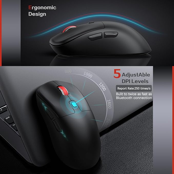 Wireless Keyboard and Mouse Combo,Quiet Click,Full Size Design with Number Pad,Ergonomic Mouse with 5 DPI,Sleep Mode-2.4G Silent Portable Cordless Combo for Laptop/PC/Computer/Mac(Grey)