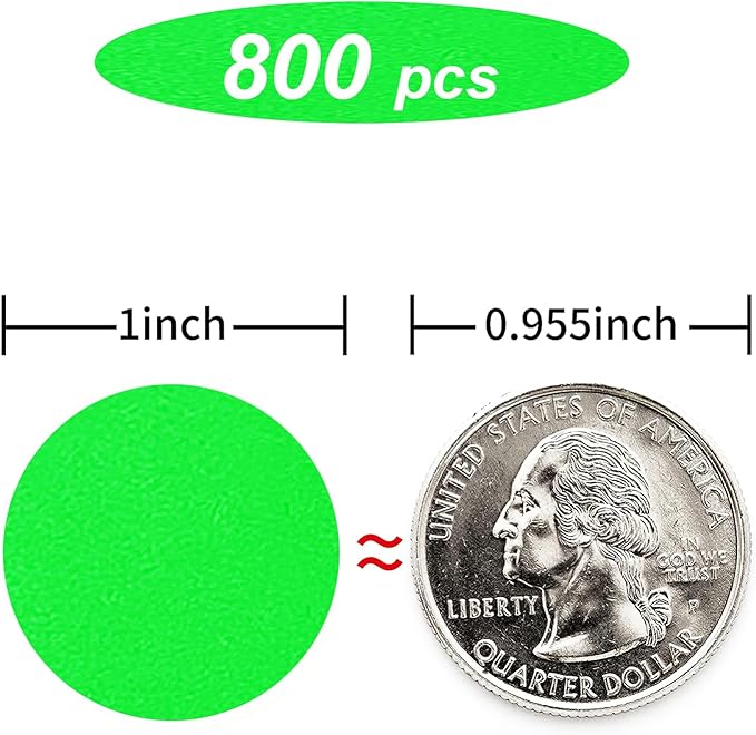 starboling 800Pcs 1 Inch Fluorescent Green Round Color Coding,Dot Stickers Labels,Can Writing for Office,Student Classroom and Other Scenarios