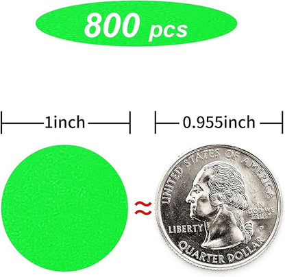 starboling 800Pcs 1 Inch Fluorescent Green Round Color Coding,Dot Stickers Labels,Can Writing for Office,Student Classroom and Other Scenarios