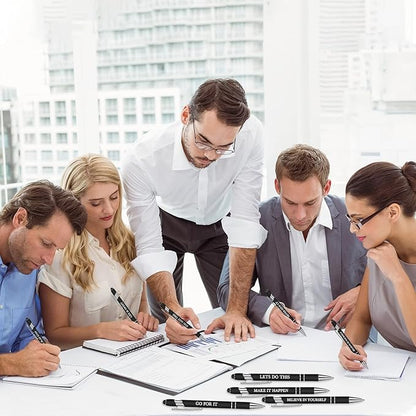 Zonon 12 Pcs Inspirational Pens Bulk Funny Ballpoint Pen with Stylus Tip Motivational Gifts for Christmas Teacher Coworkers Nurse School Office Supplies(Black,Motivational Style)