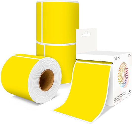 3x5 Inch Home Moving Labels 4 Rolls 1000 Stickers, Large Packing Box Labels Rectangular Colored Inventory Stickers for Moving Supplies Color Coded (Yellow)