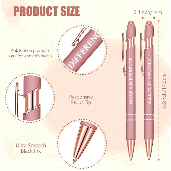 Zonon 12 Pcs Inspirational Pens Bulk Funny Ballpoint Pen with Stylus Tip Motivational Gifts for Christmas Teacher Coworkers Nurse School Office Supplies(Rose Gold,Boss Lady)
