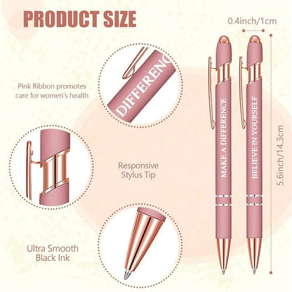 Zonon 12 Pcs Inspirational Pens Bulk Funny Ballpoint Pen with Stylus Tip Motivational Gifts for Christmas Teacher Coworkers Nurse School Office Supplies(Rose Gold,Boss Lady)