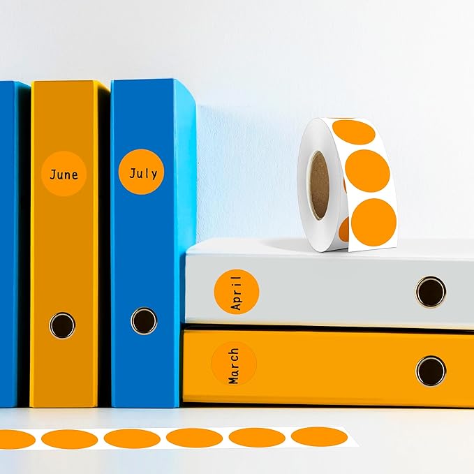 PARLAIM 1 Inch Round Color-Code Dot Stickers,10000per/10 Rolls dots Label Dispenser Box, Orange Circle Stickers Label for Office Home (Orange)