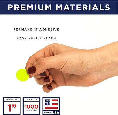 Fluorescent Chartreuse 1-Inch Circle Dot Stickers – 1,000 Round Adhesive Labels per Roll, Colored Stickers for Garage Sale Price Tags, Classroom, Inventory, Office & Yard Sale Supplies, Made in USA