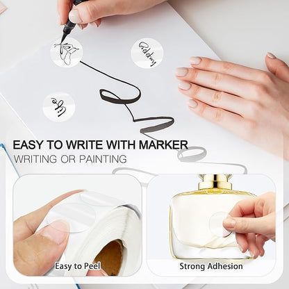 PARLAIM 1 Inch Round Permanent Adhesive Color-Code Dot Stickers,1000 per Roll dots Label Dispenser Box,Circle Stickers Label for Office Home Transparent