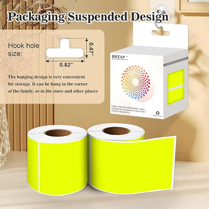 Rectangular Color Coding Packing Labels 3X5 Inch 250 Per Roll, Fluorescent Yellow Moving Stickers for Boxes Color Coded, Packing Labels Stickers for Inventory Warehouse