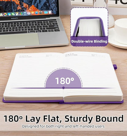 Lined Journal Notebook 365 Pages, A5 Leather Journals for Writing Women & Men, Hardcover Notebook with 100GSM Thick Paper, Daily Journal Notebook for Travel, Work, School, Note Taking, College Ruled