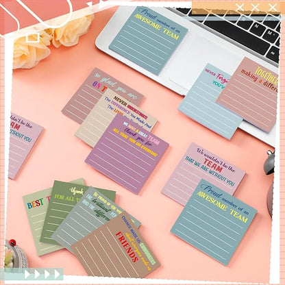 Yinder 24 Pcs Inspirational Sticky Notes Christmas Stocking Stuffers Motivational Sticky Notes Pad Employee Appreciation Gift Bulk for Teacher Nurse Coworker Office 3 x 3'' (Thank You,Morandi)