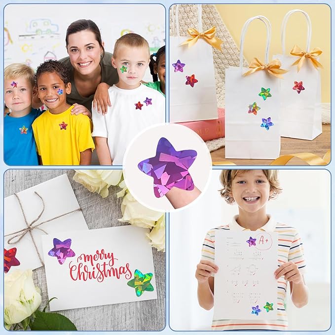 500PCS Multi-Color Star Stickers for Kids Reward, 1 inch Holographic Star Stickers for DIY, Crafts, Behavior Chart, Student Planner, School and Classroom Teacher Supplies, 8 Colors