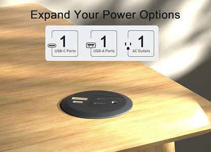 4pcs Desktop Power Grommet,2-inch Hole,20W USB C Fast Charging,2-USB Port,Flush Mount,Flat Plug,6.4 ft Cord,Black