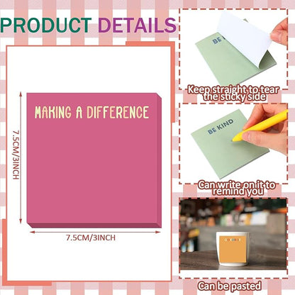 Yinder 24 Pcs Inspirational Sticky Notes Christmas Stocking Stuffers Motivational Sticky Notes Pad Employee Appreciation Gift Bulk for Teacher Nurse Coworker Office 3 x 3'' (Motivational,Macaroon)