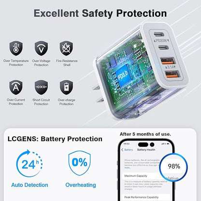 [3-Pack] USB C Wall Charger,40W Fast USB C Charger Block,4-Port PD+QC Wall Plug Power Adapter Multiport Type C Charging Block for iPhone 17/16/15/14/13/12/Pro Max,iPad,Samsung,AirPods4,Watch10,Ultra2